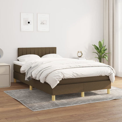 Box Spring Postel S Matrací Textil Tmavě Hnědá
