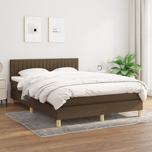 Box Spring Postel S Matrací Textil Tmavě Hnědá