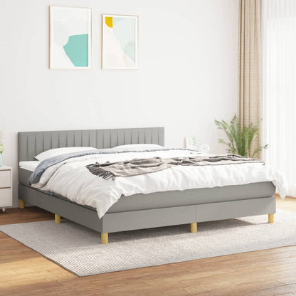 Box Spring Postel S Matrací Textil Světle Šedá