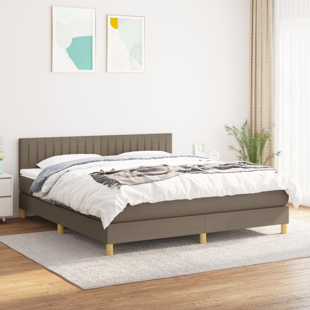 Box Spring Postel S Matrací Taupe 180X200 Cm Textil