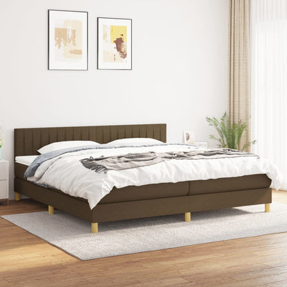 Box Spring Postel S Matrací Textil Tmavě Hnědá