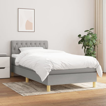 Box Spring Postel S Matrací Textil Světle Šedá