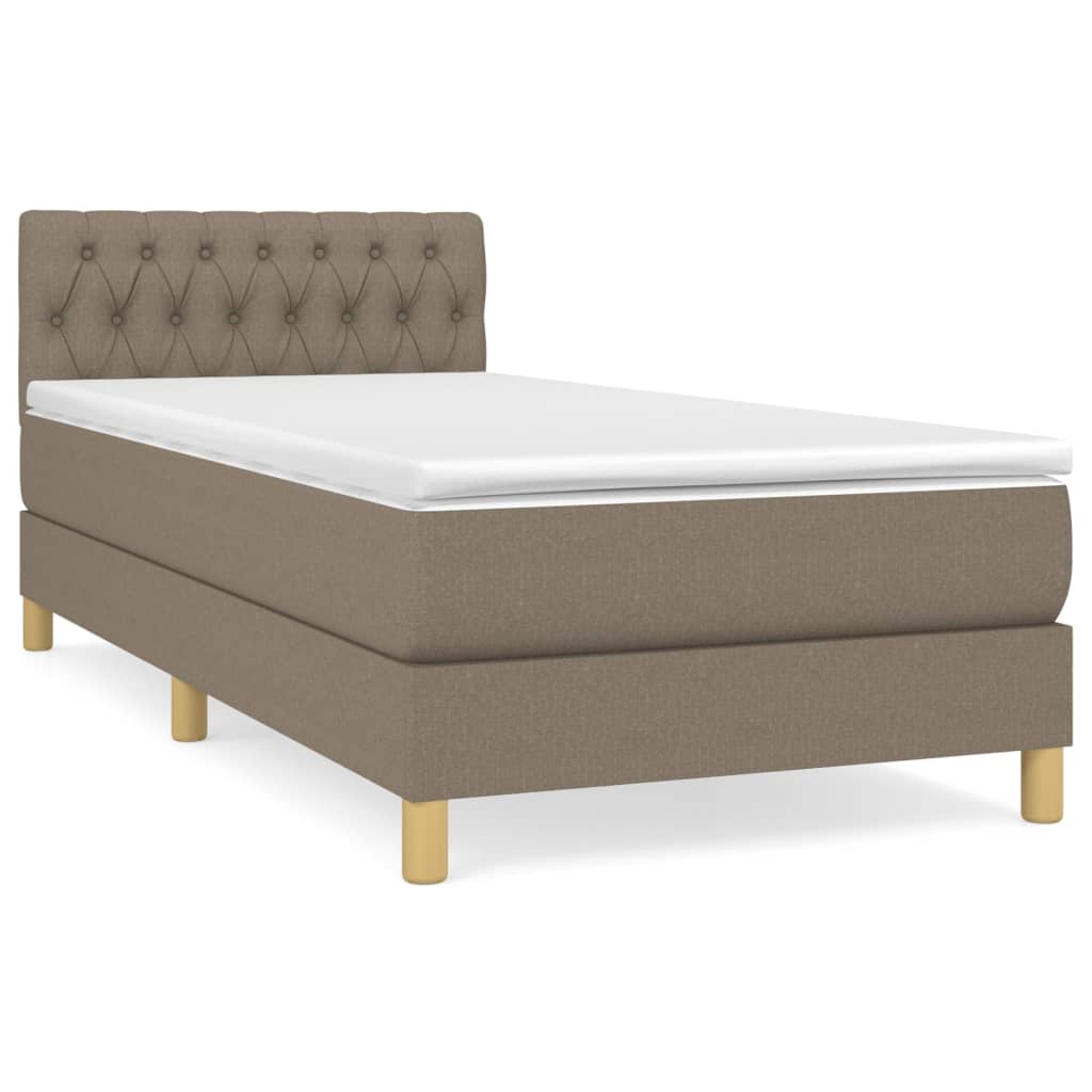 Box Spring Postel S Matrací Taupe 100 X 200 Cm Textil
