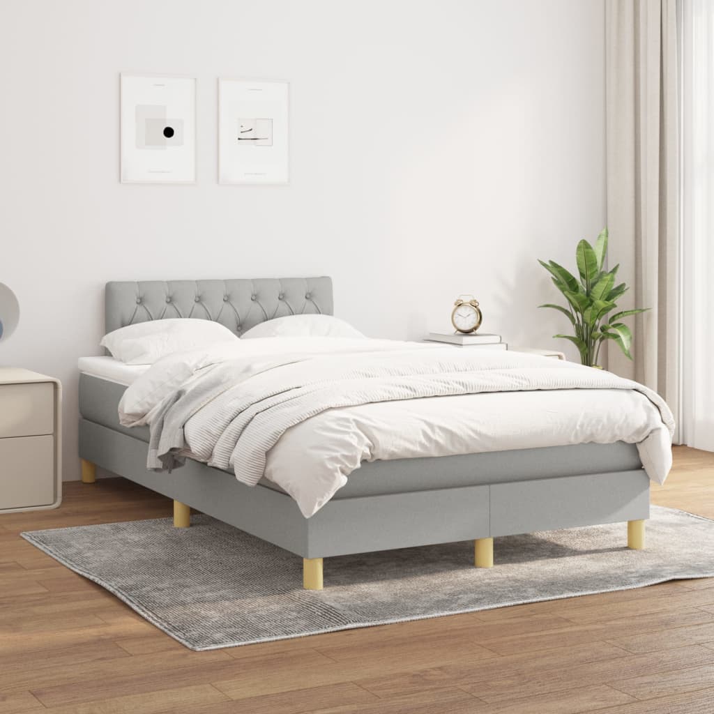 Box Spring Postel S Matrací Textil Světle Šedá