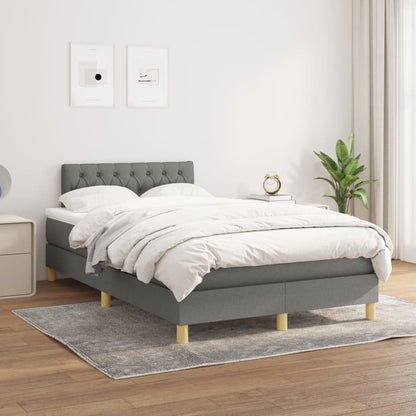 Box Spring Postel S Matrací Tmavě Šedý Textil Tmavě Šedá