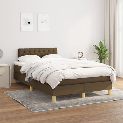 Box Spring Postel S Matrací Textil Tmavě Hnědá