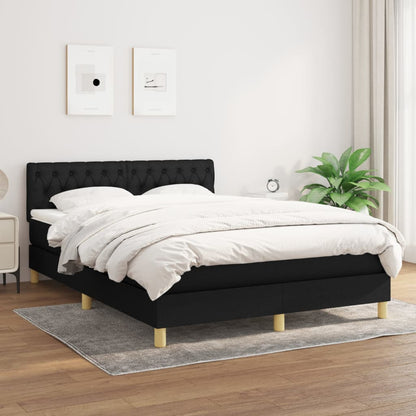 Box Spring Postel S Matrací Černá Textil Černá