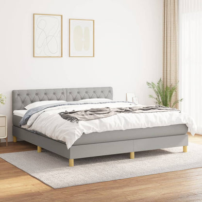 Box Spring Postel S Matrací Textil Světle Šedá