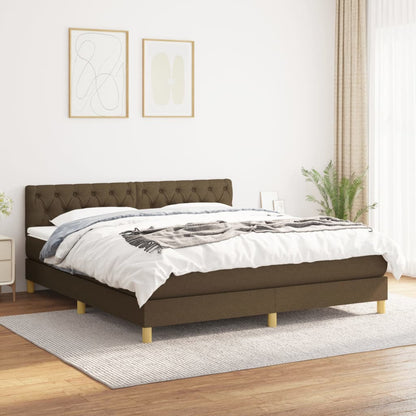 Box Spring Postel S Matrací Textil Tmavě Hnědá