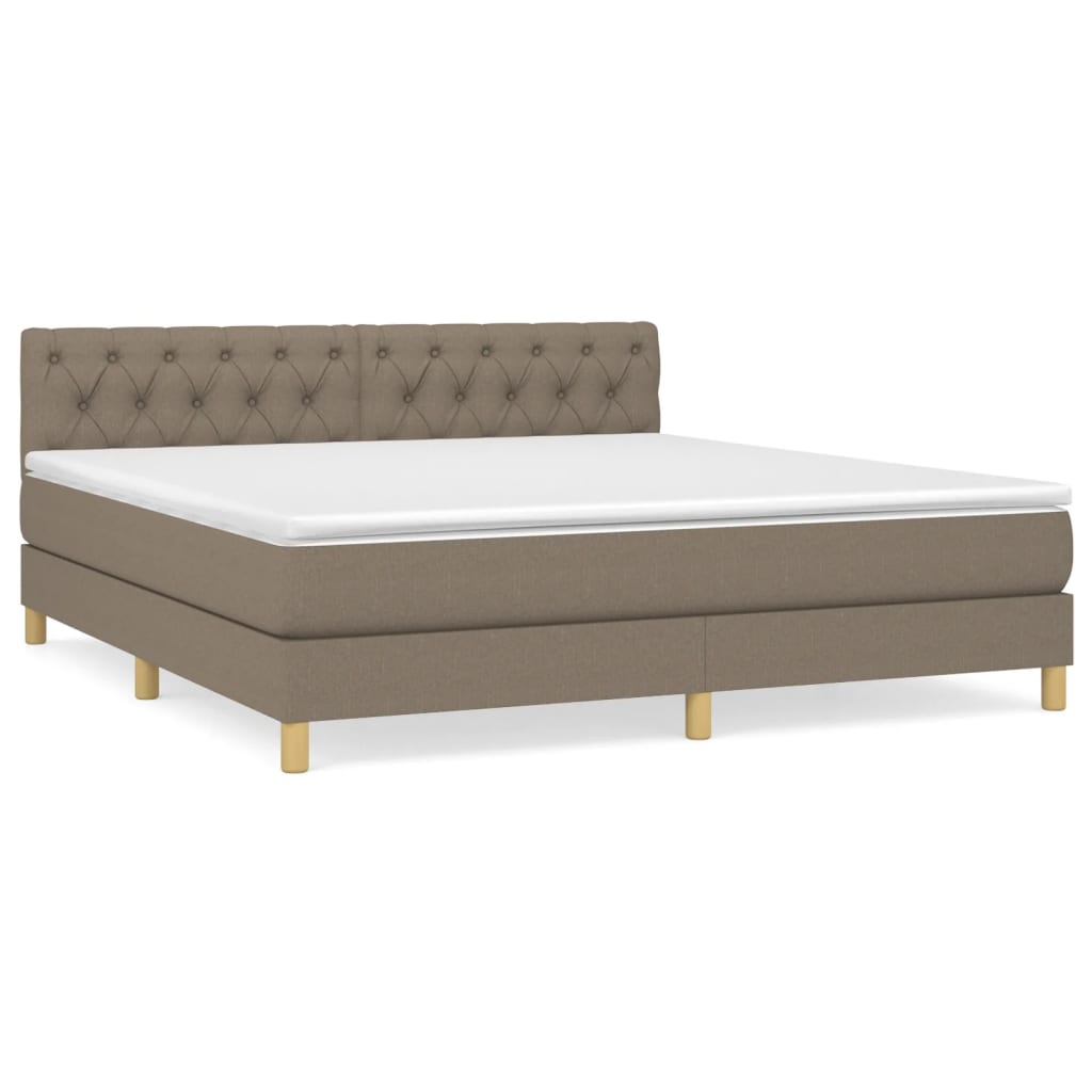 Box Spring Postel S Matrací Taupe 160X200 Cm Textil