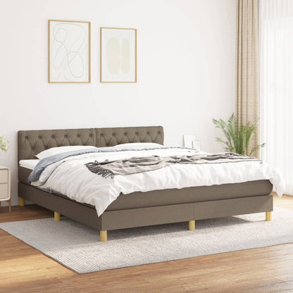 Box Spring Postel S Matrací Taupe 160X200 Cm Textil