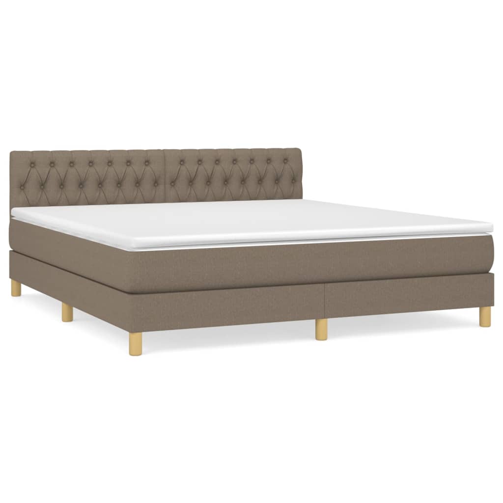 Box Spring Postel S Matrací Taupe 180X200 Cm Textil
