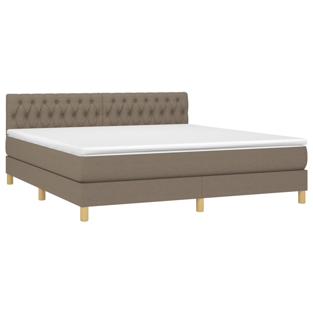 Box Spring Postel S Matrací Taupe 180X200 Cm Textil