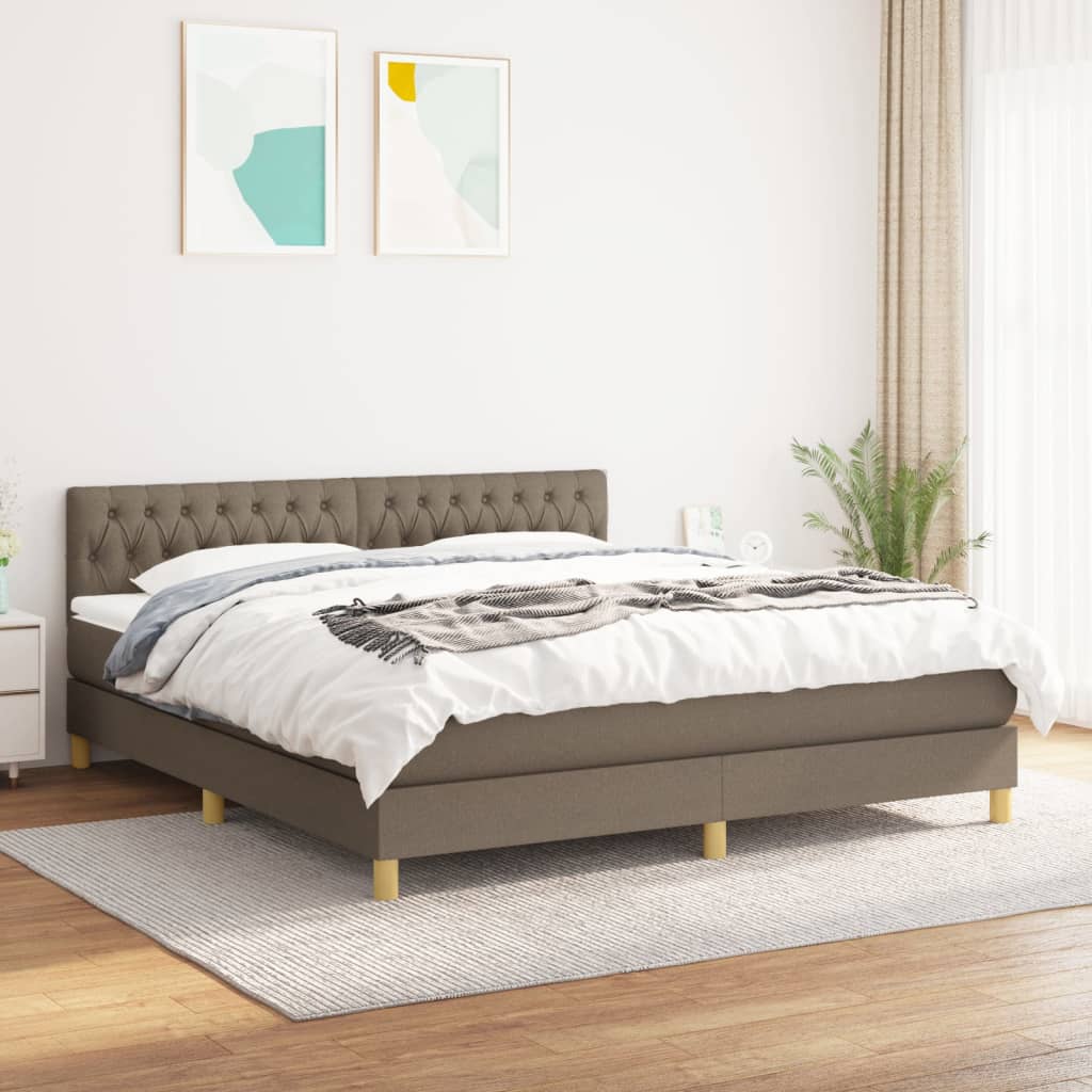 Box Spring Postel S Matrací Taupe 180X200 Cm Textil