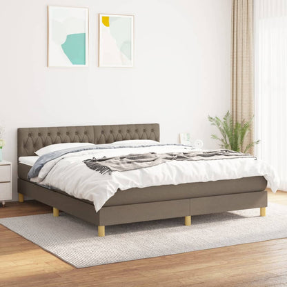 Box Spring Postel S Matrací Taupe 180X200 Cm Textil