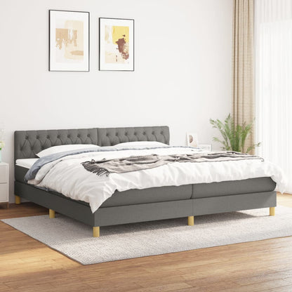 Box Spring Postel S Matrací Tmavě Šedý Textil Tmavě Šedá