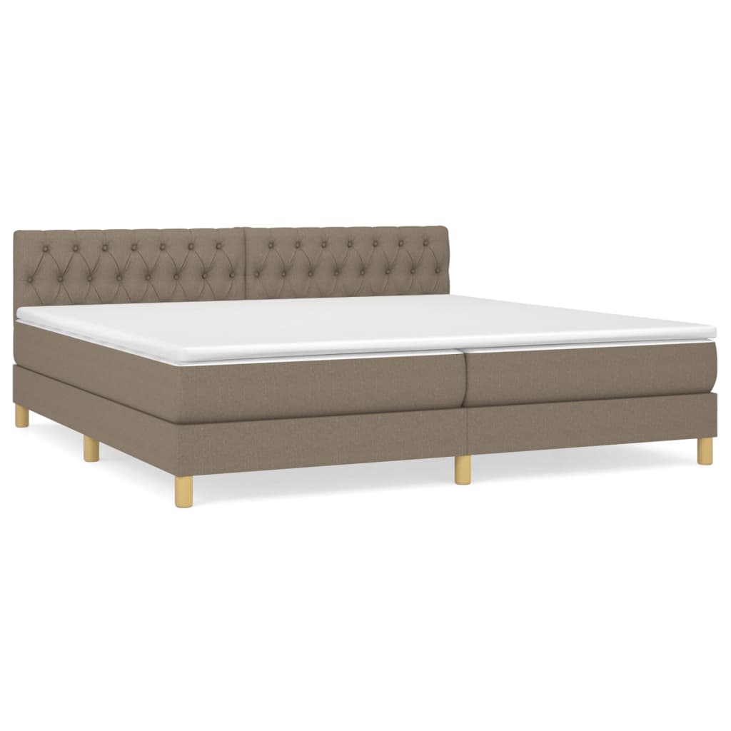 Box Spring Postel S Matrací Taupe 200X200 Cm Textil