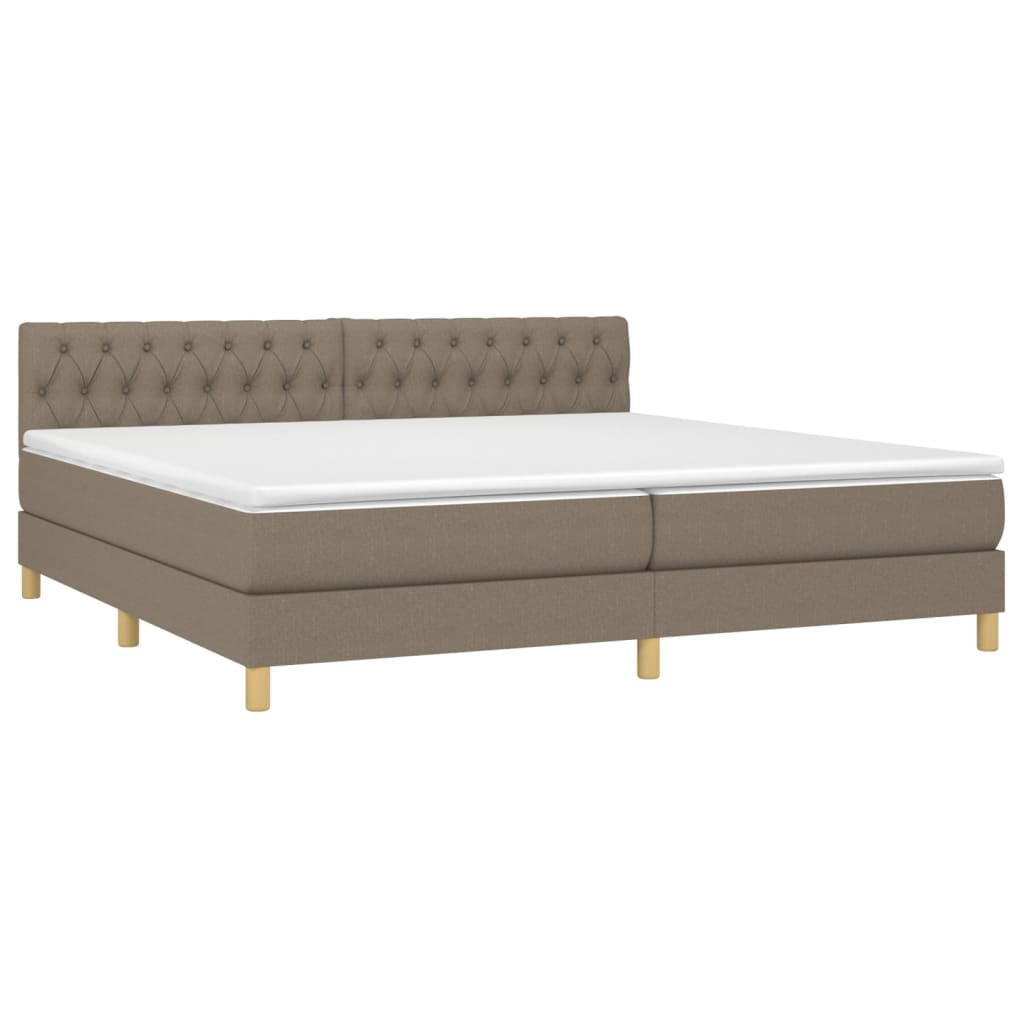 Box Spring Postel S Matrací Taupe 200X200 Cm Textil