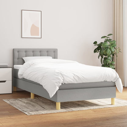 Box Spring Postel S Matrací Textil Světle Šedá