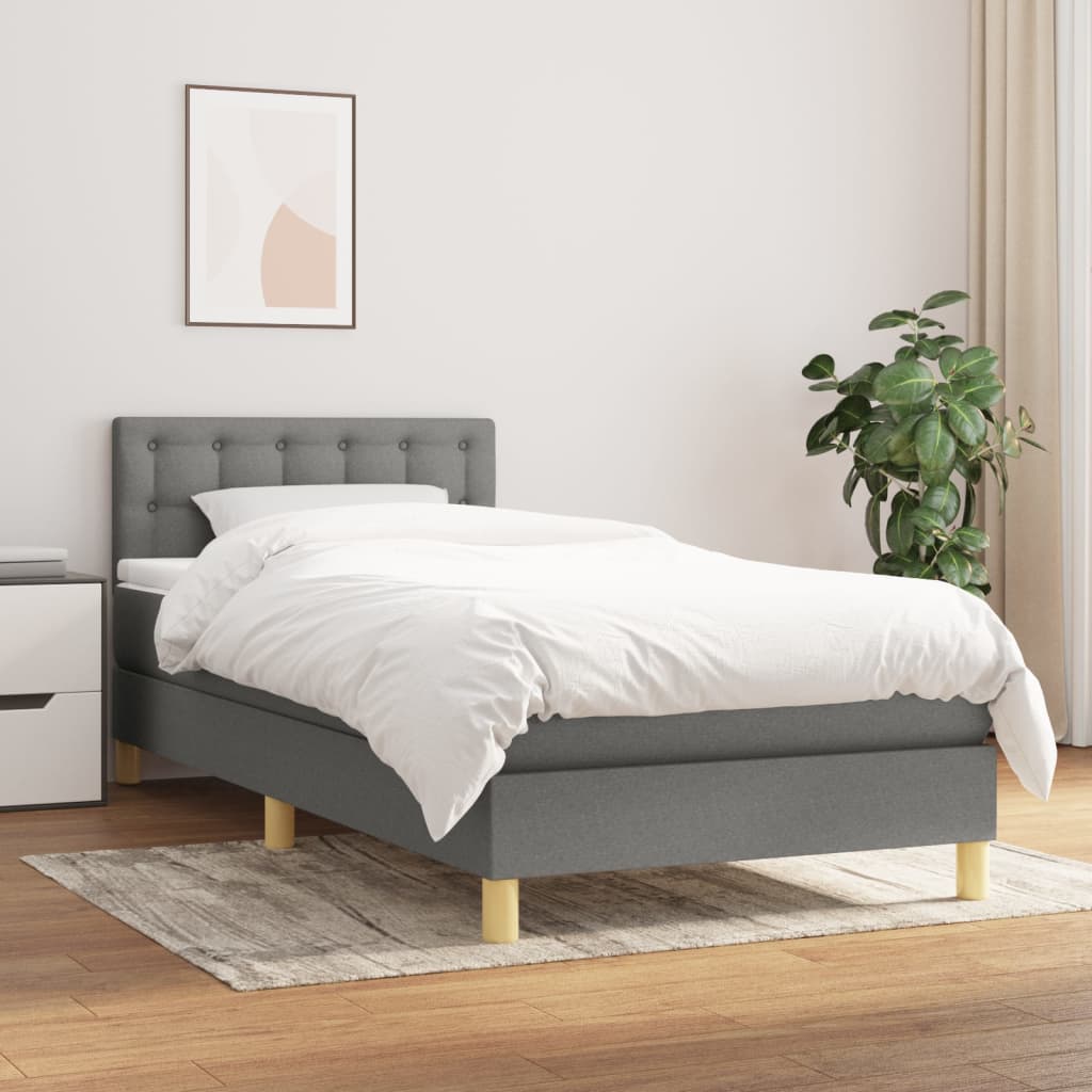 Box Spring Postel S Matrací Tmavě Šedý Textil Tmavě Šedá