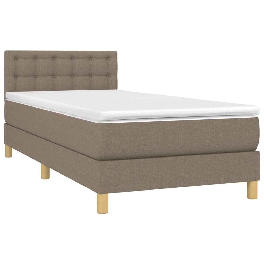 Box Spring Postel S Matrací Taupe 100 X 200 Cm Textil