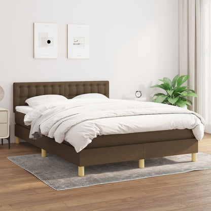 Box Spring Postel S Matrací Textil Tmavě Hnědá