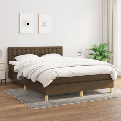 Box Spring Postel S Matrací Textil Tmavě Hnědá