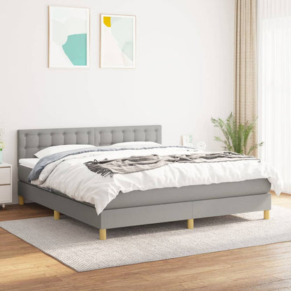 Box Spring Postel S Matrací Textil Světle Šedá