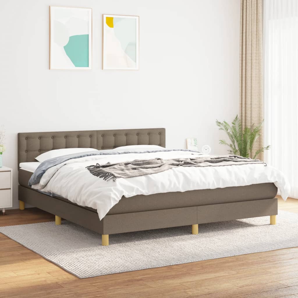 Box Spring Postel S Matrací Taupe 160X200 Cm Textil