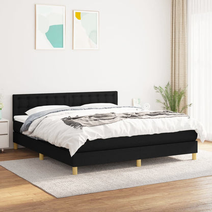 Box Spring Postel S Matrací Černá Textil Černá