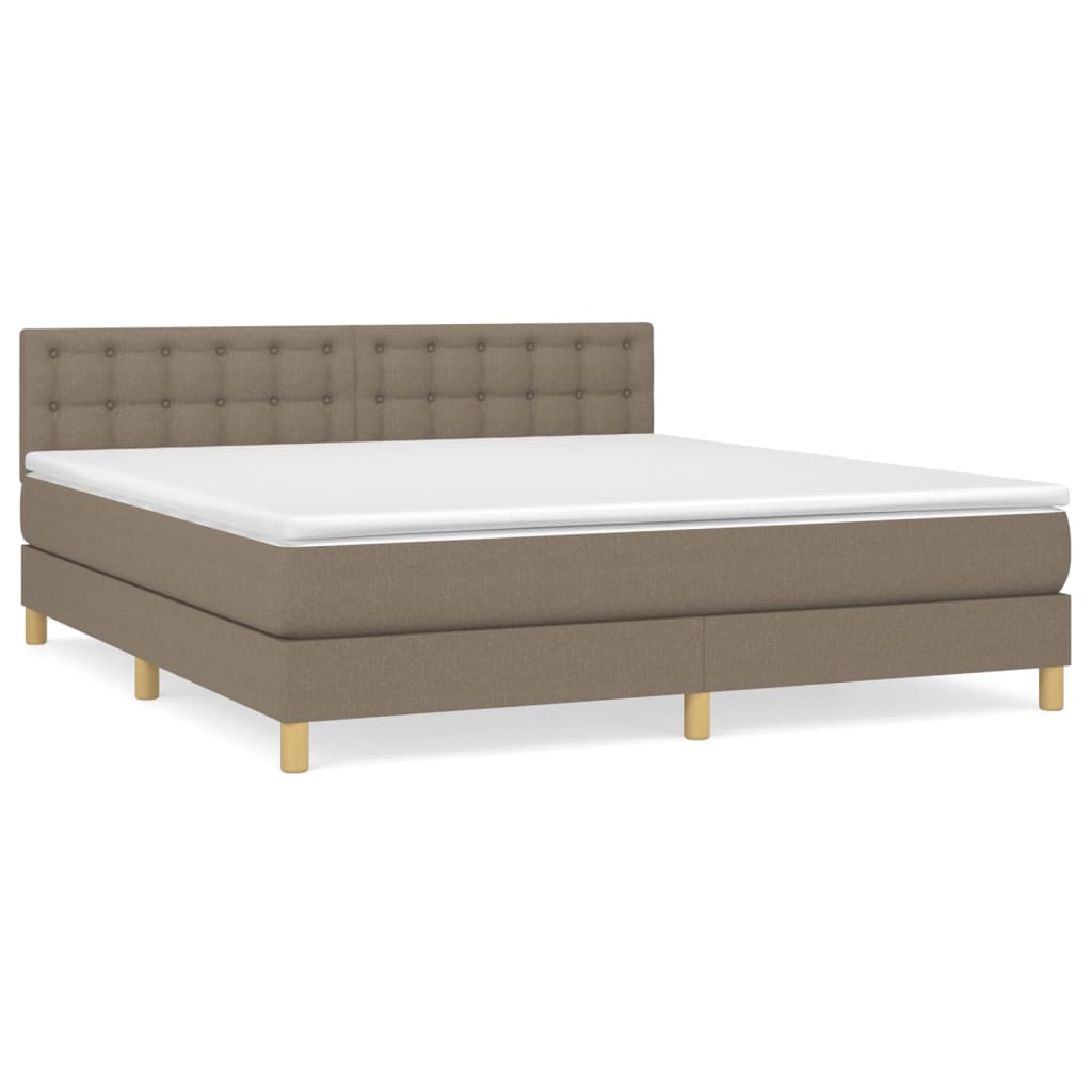 Box Spring Postel S Matrací Taupe 180X200 Cm Textil