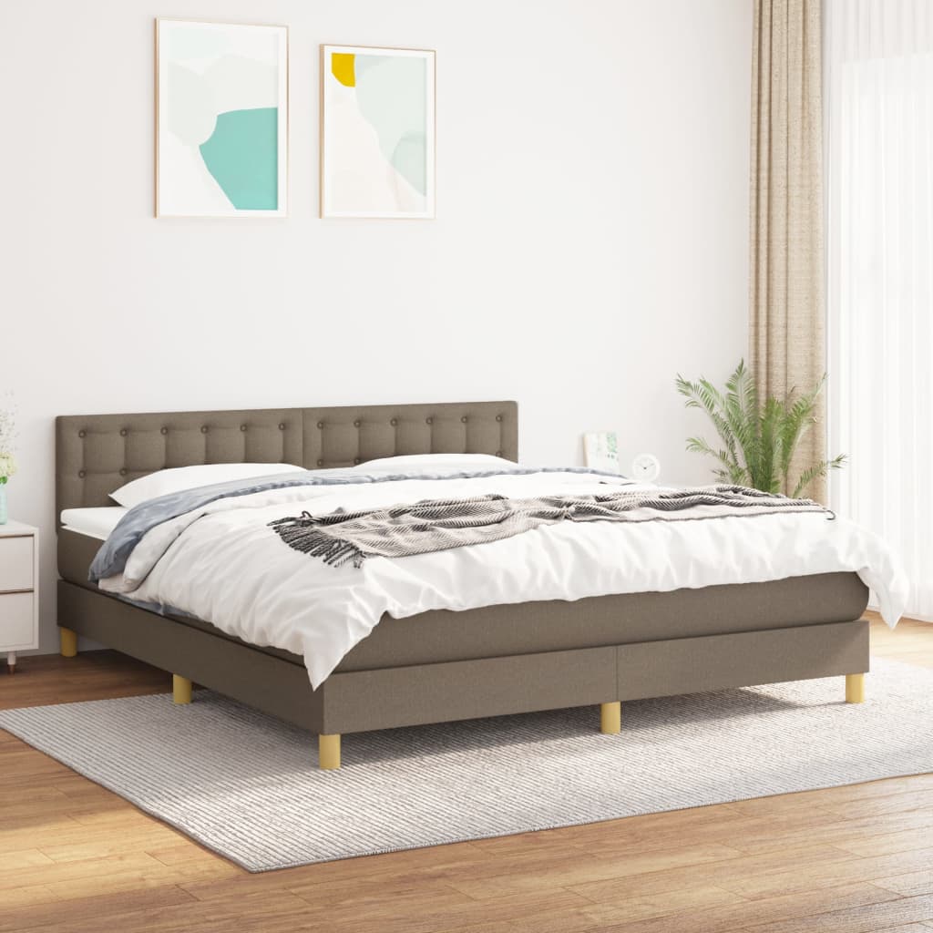 Box Spring Postel S Matrací Taupe 180X200 Cm Textil