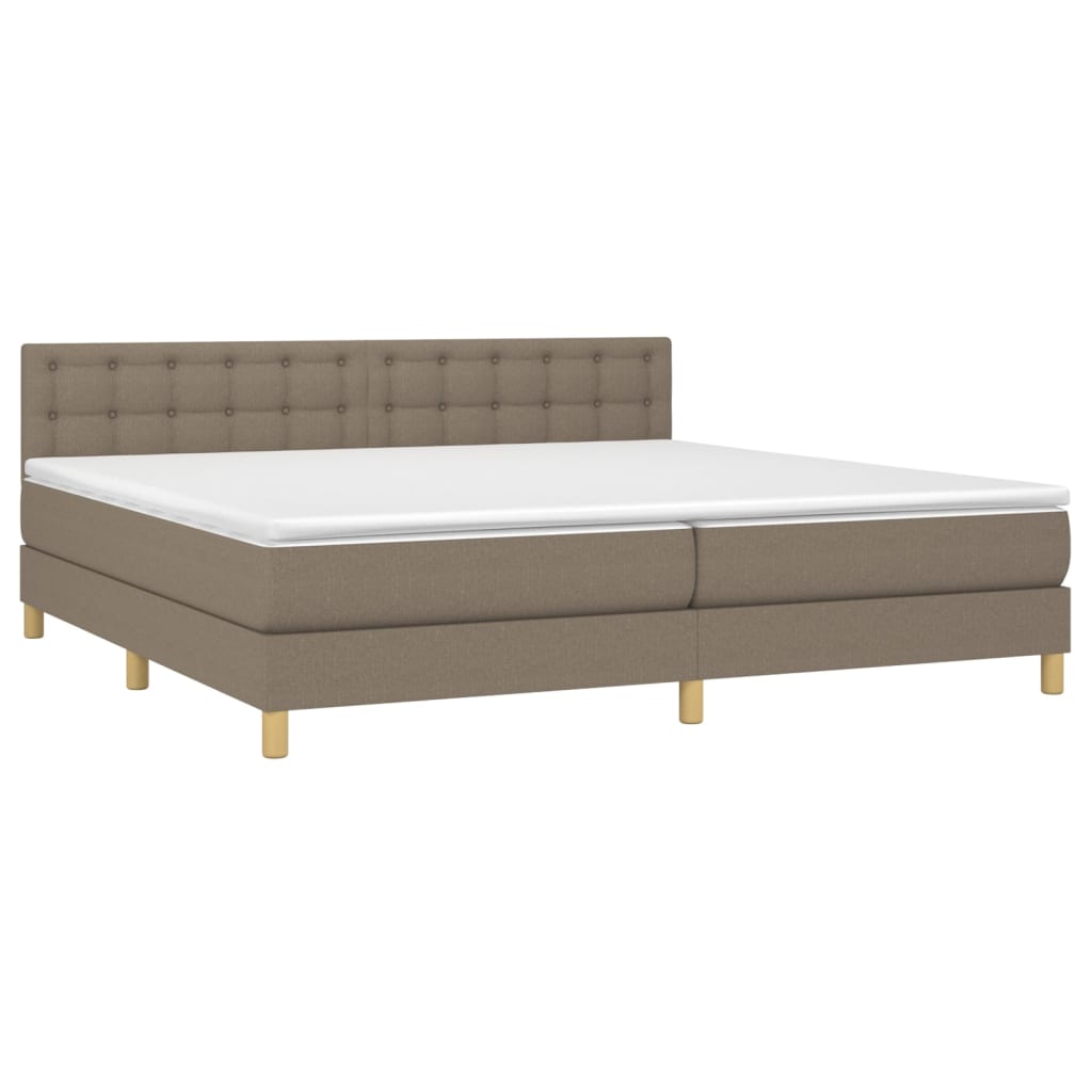 Box Spring Postel S Matrací Taupe 200X200 Cm Textil