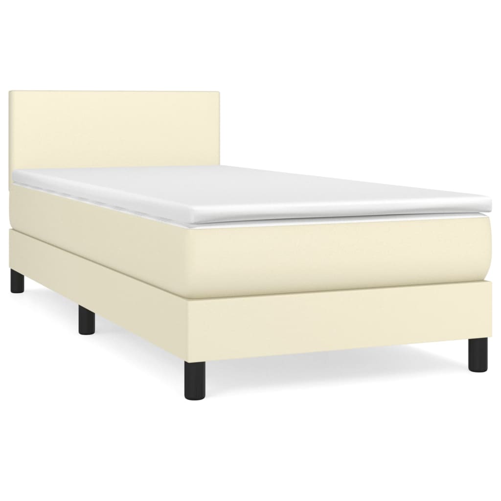 Box Spring Postel S Matrací Krémová 80 X 200 Cm Umělá Kůže