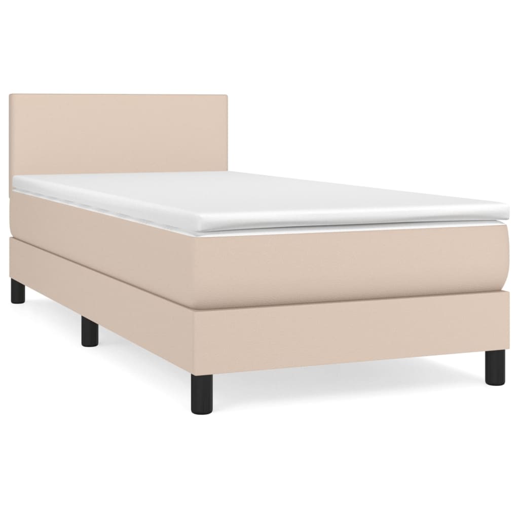 Box Spring Postel S Matrací Cappuccino 80 X 200 Cm Umělá Kůže