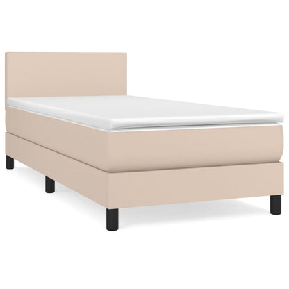 Box Spring Postel S Matrací Cappuccino 90X200 Cm Umělá Kůže