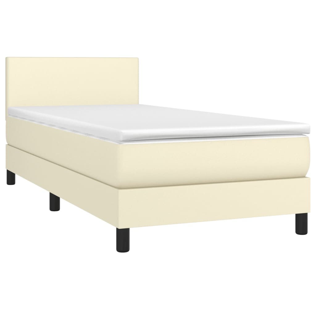 Box Spring Postel S Matrací Krémová 100X200 Cm Umělá Kůže