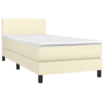 Box Spring Postel S Matrací Krémová 100X200 Cm Umělá Kůže