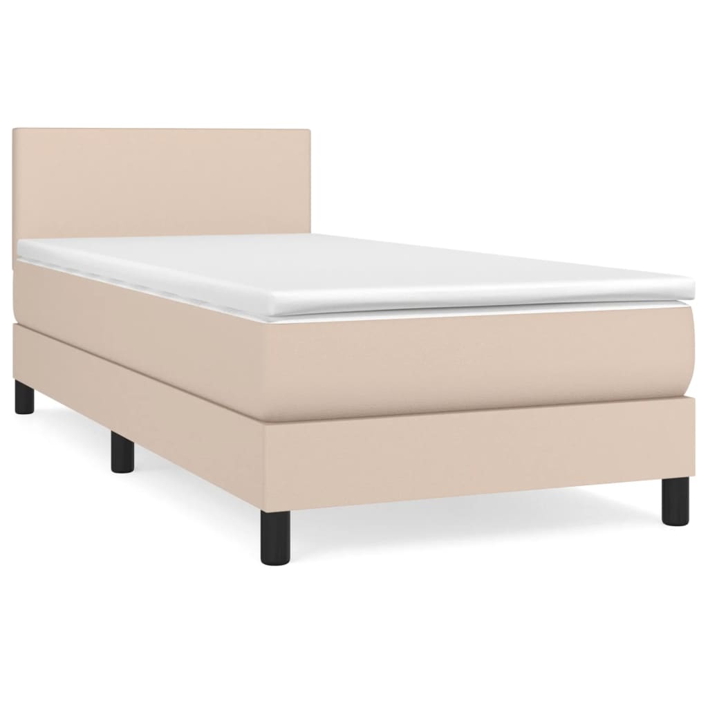 Box Spring Postel S Matrací Cappuccino 100X200 Cm Umělá Kůže