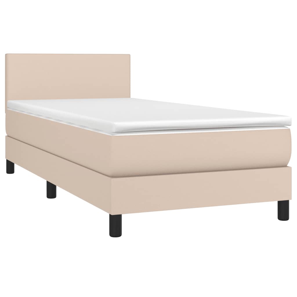 Box Spring Postel S Matrací Cappuccino 100X200 Cm Umělá Kůže