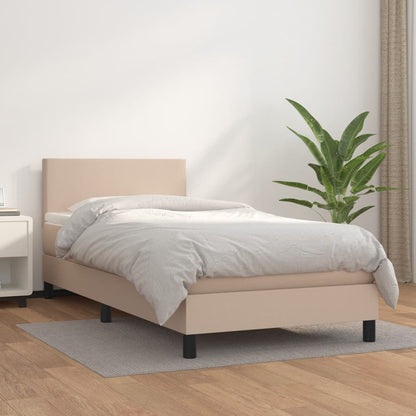 Box Spring Postel S Matrací Cappuccino 100X200 Cm Umělá Kůže
