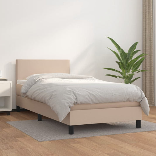 Box Spring Postel S Matrací Cappuccino 100X200 Cm Umělá Kůže
