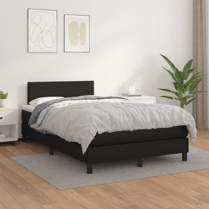 Box Spring Postel S Matrací Černá Umělá Kůže Černá