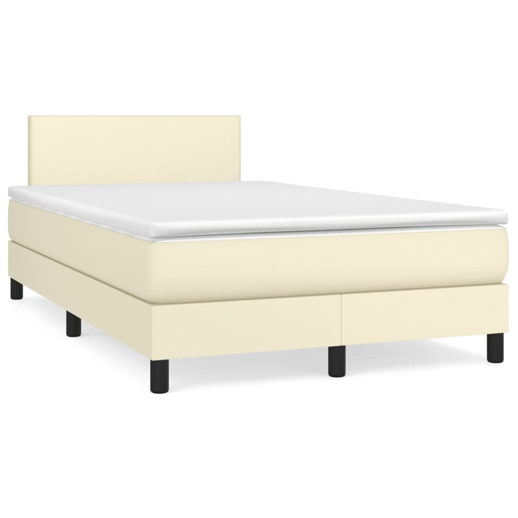Box Spring Postel S Matrací Krémová 120X200 Cm Umělá Kůže