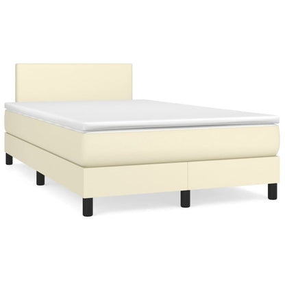 Box Spring Postel S Matrací Krémová 120X200 Cm Umělá Kůže