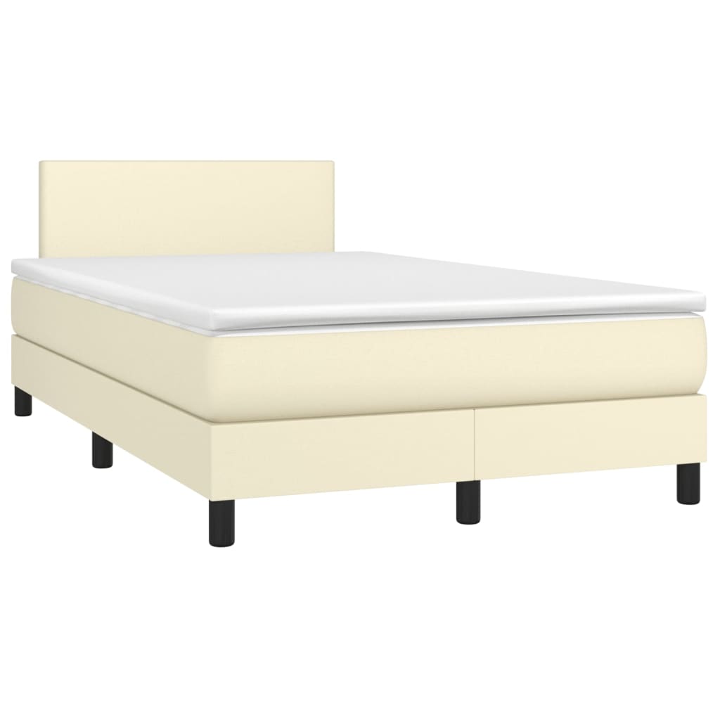 Box Spring Postel S Matrací Krémová 120X200 Cm Umělá Kůže