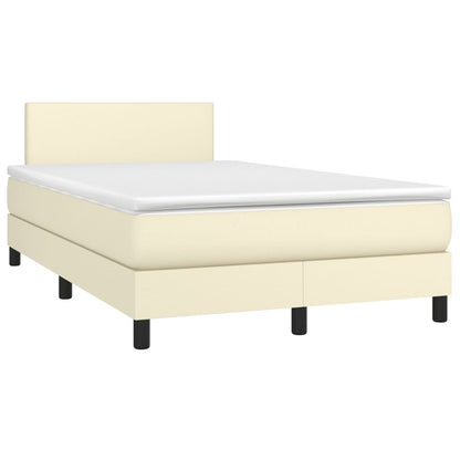 Box Spring Postel S Matrací Krémová 120X200 Cm Umělá Kůže