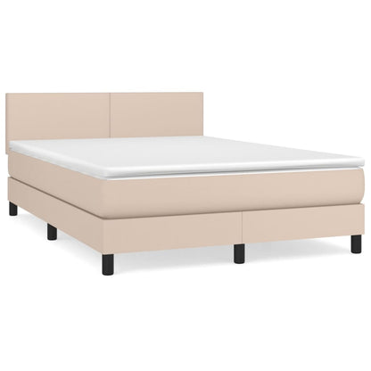 Box Spring Postel S Matrací Cappuccino 140X200 Cm Umělá Kůže
