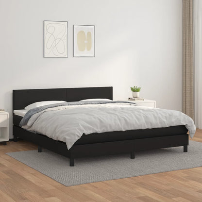 Box Spring Postel S Matrací Černá Umělá Kůže Černá