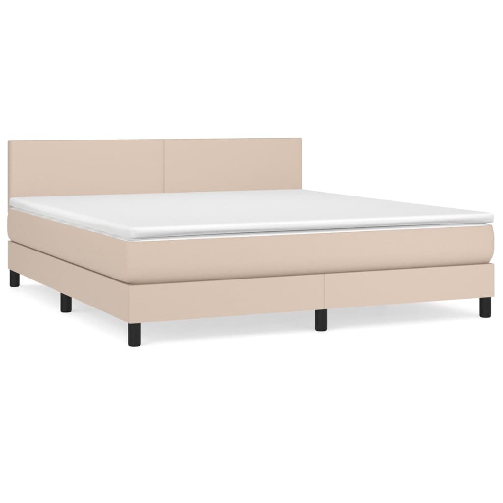 Box Spring Postel S Matrací Cappuccino 180 X 200 Cm Umělá Kůže